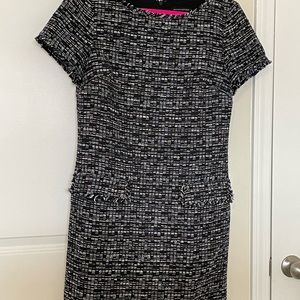 Banana Republic Fringe Tweed Dress Navy